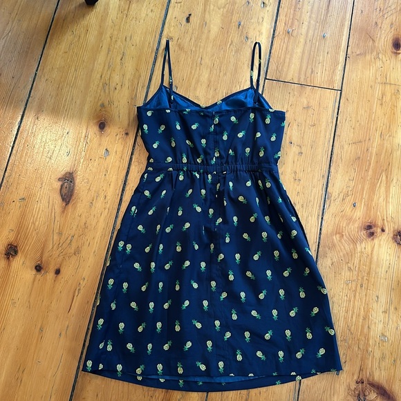 Size 2 spaghetti strap, J.Crew navy dress with pineapples - Picture 5 of 5